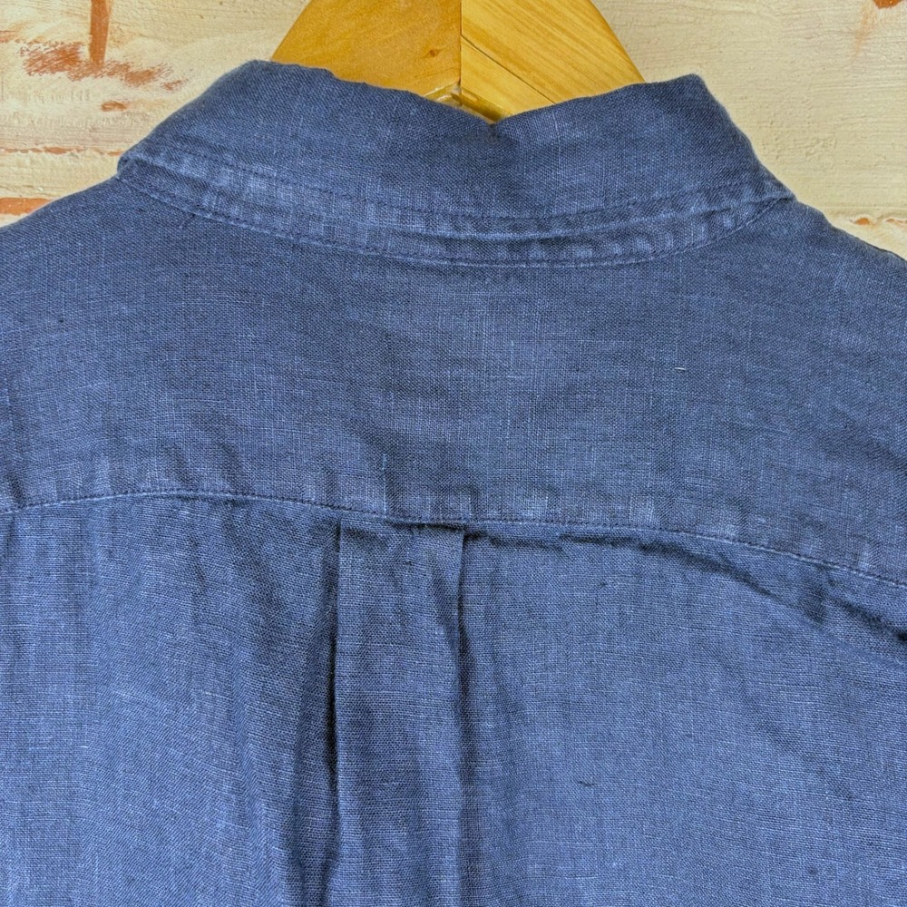J.Crew Irish Linen Short Sleeve Button Down Shirt Navy Classic Fit Men M - Picture 10 of 10